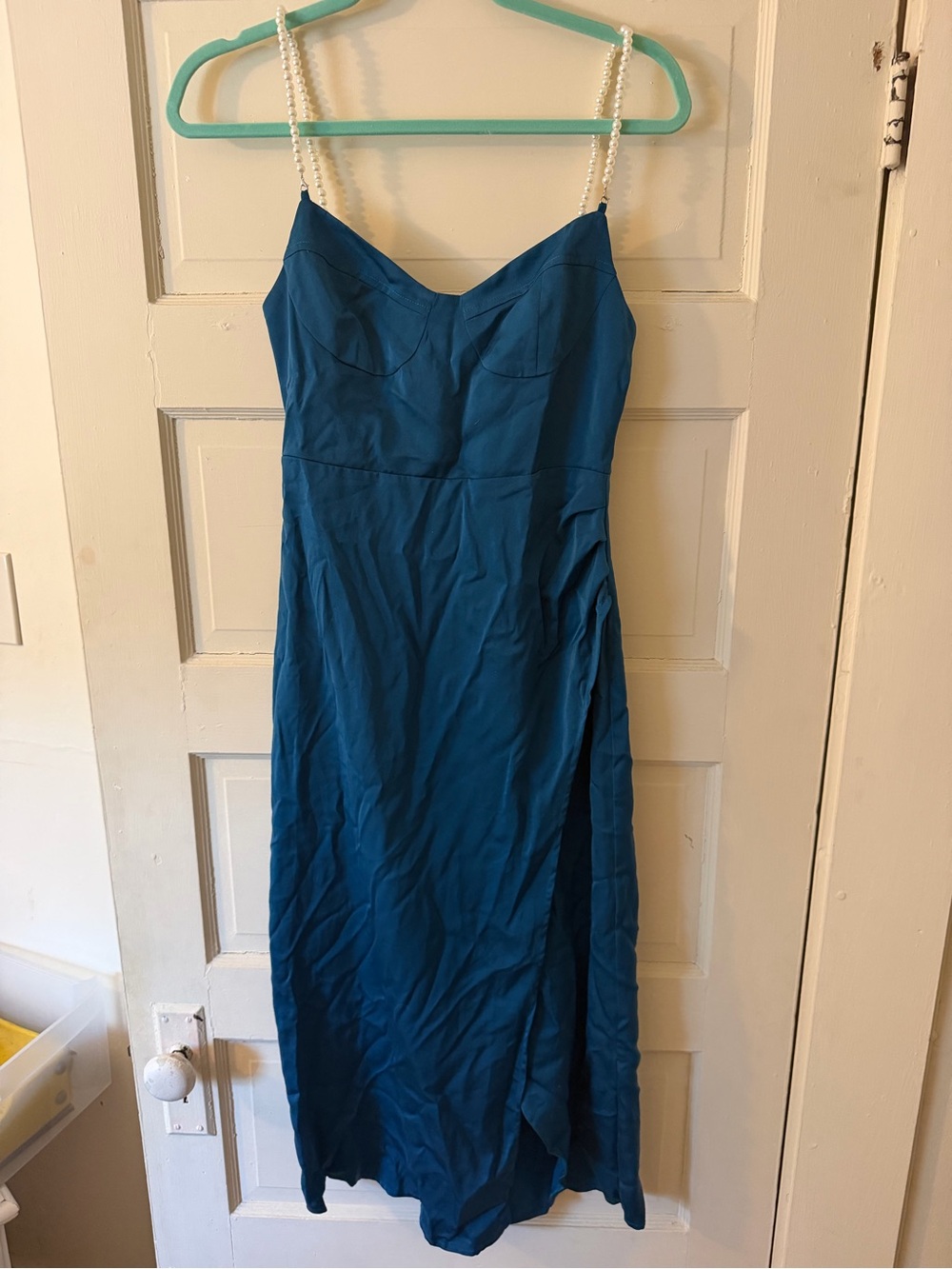 RIHOAS Teal Maxi Dress with Pearl Straps